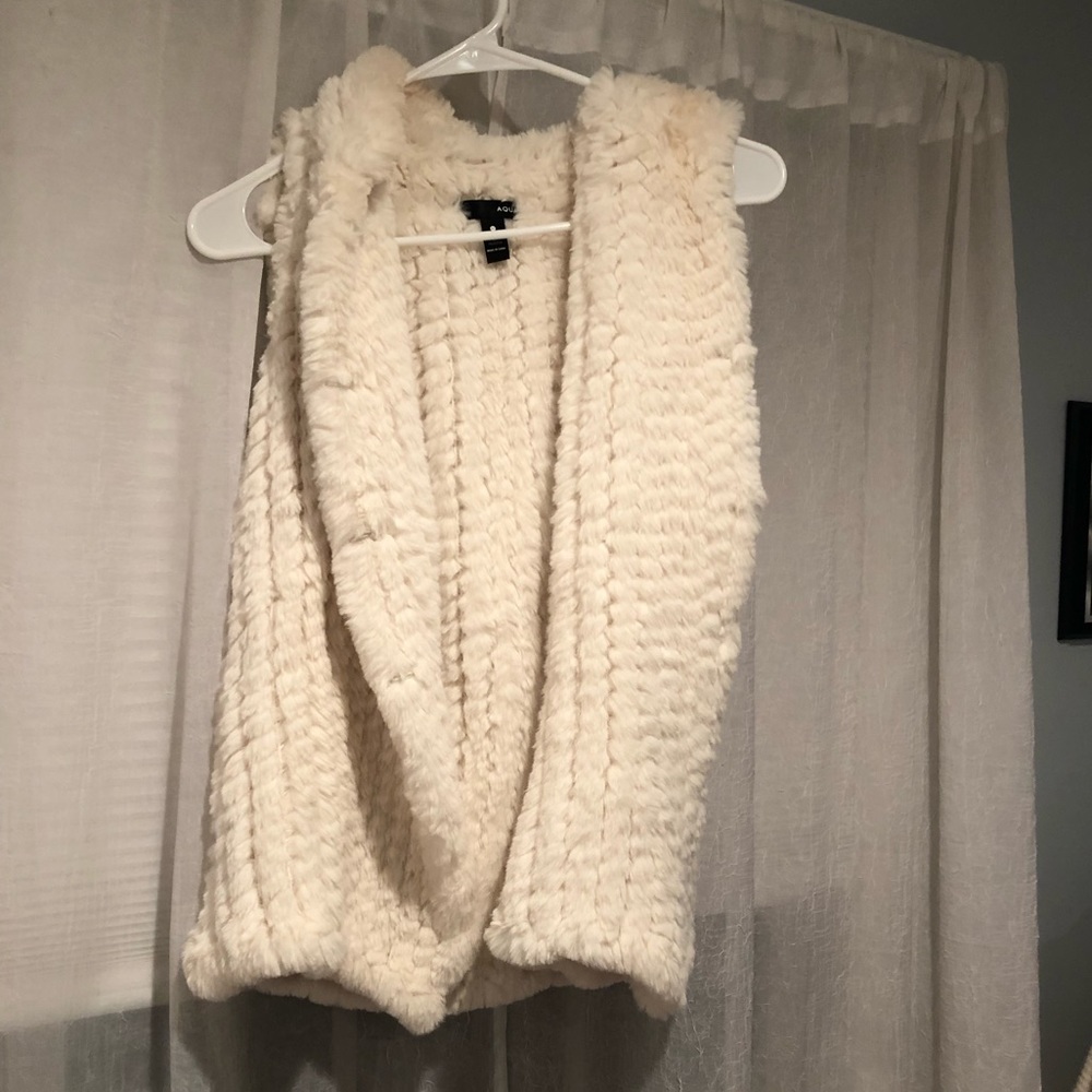 Aqua faux fur vest